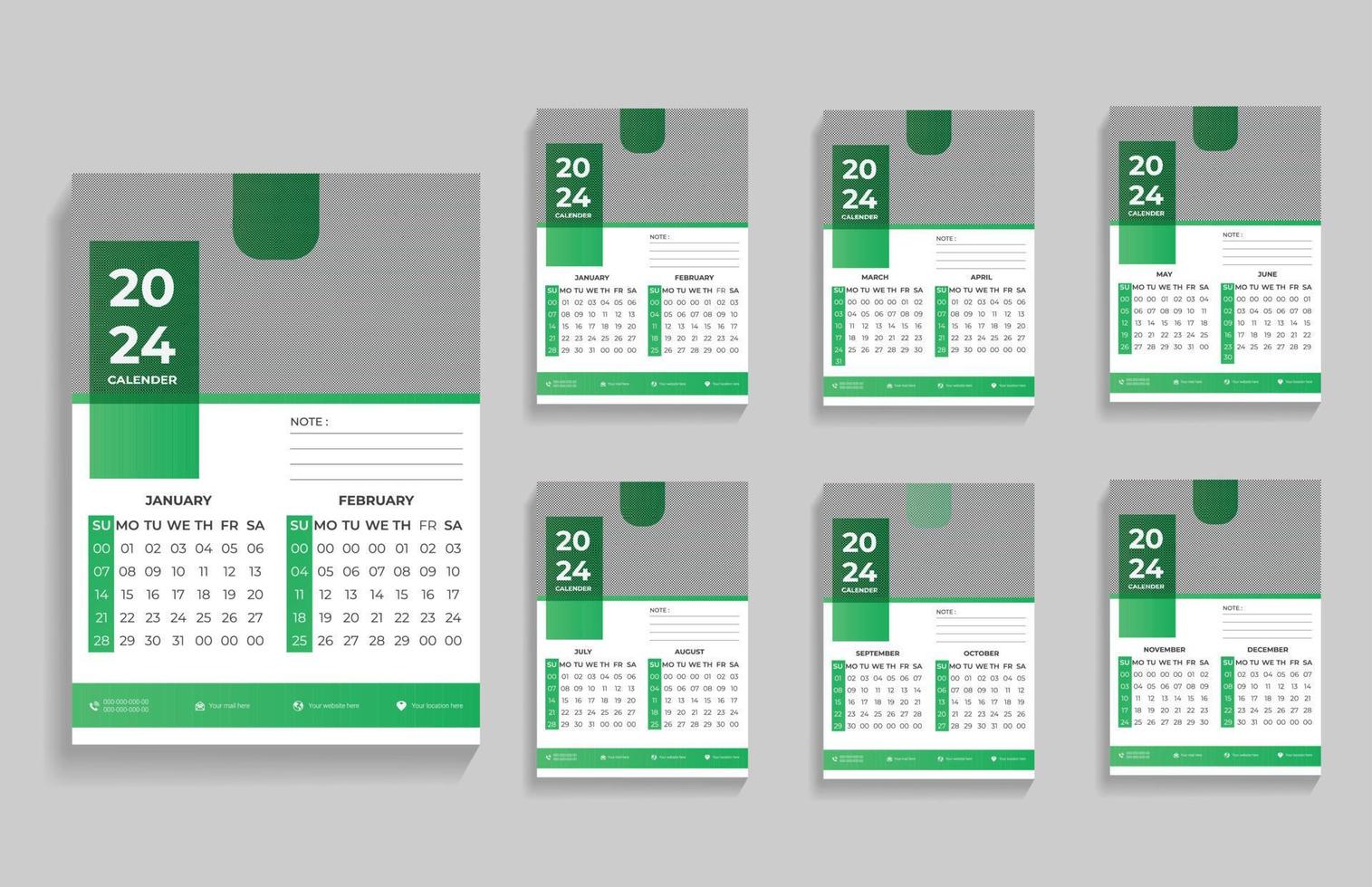 kreativ 2024 Mauer Kalender Design Vorlage vektor