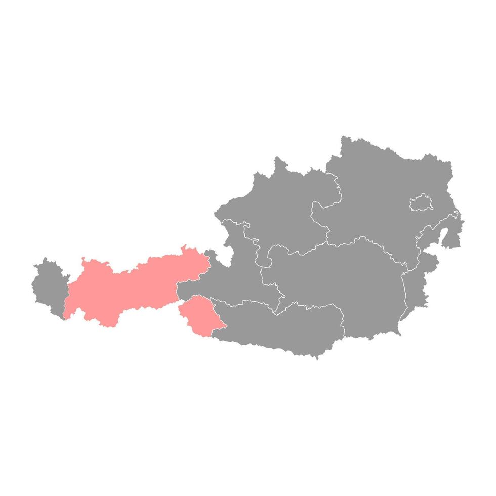 Tyrol Zustand Karte von Österreich. Vektor Illustration.