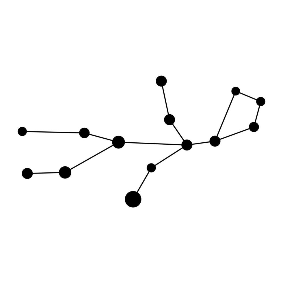 Jungfrau Konstellation Karte. Vektor Illustration.