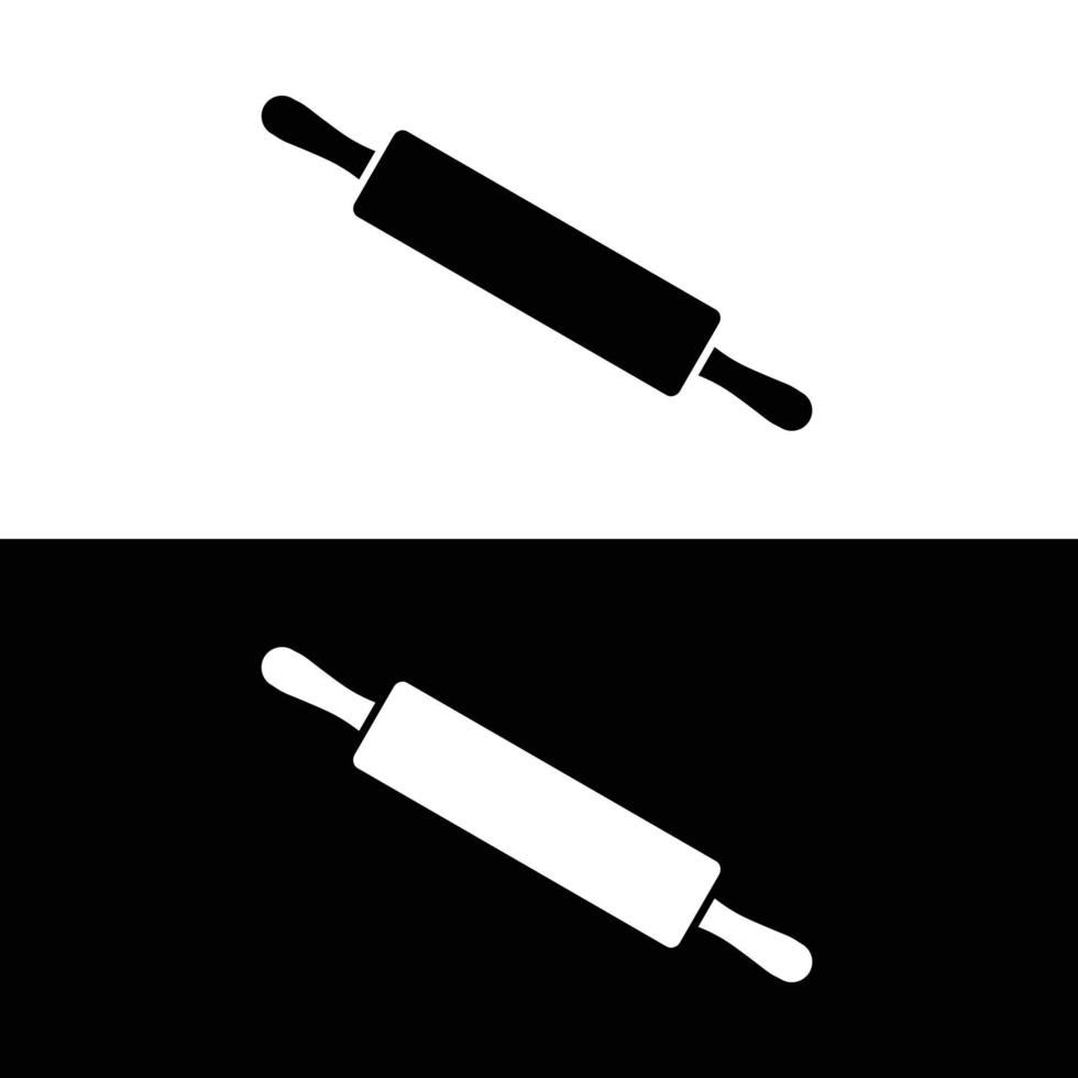 rullande stift platt silhuett vektor. silhuett redskap ikon. uppsättning av svart och vit symboler för kök begrepp, kök enheter, kök prylar, kök verktyg, köksutrustning vektor