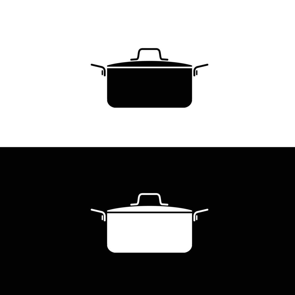 Suppe Topf Silhouette eben Vektor. Silhouette Küche Utensil Symbol. einstellen von schwarz und Weiß Symbole zum Küche Konzept. Kochgeschirr Symbol zum Netz. Geschirr vektor