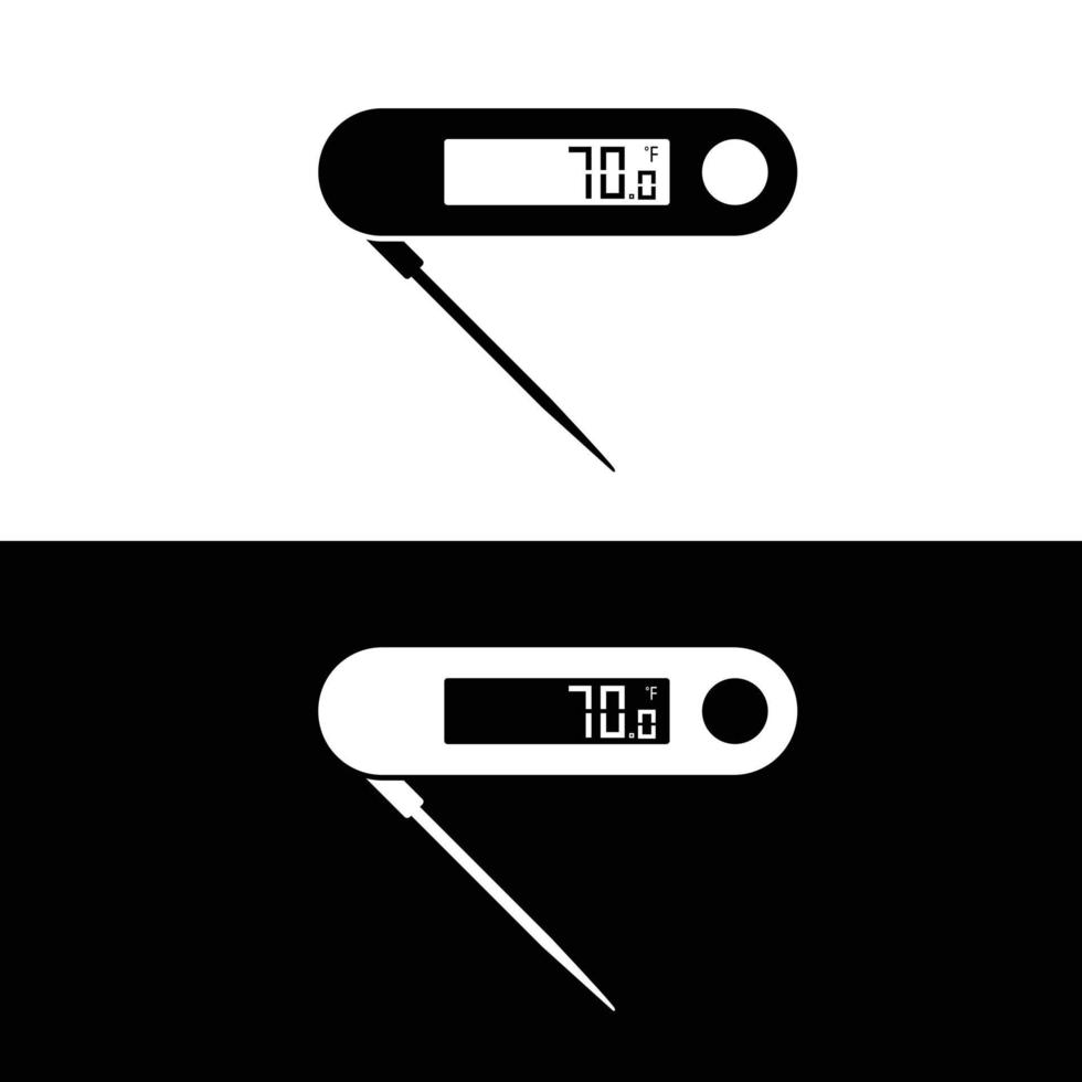 Fleisch Thermometer eben Silhouette Vektor. Silhouette Utensil Symbol. einstellen von schwarz und Weiß Symbole zum Küche Konzept, Küche Geräte, Küche Geräte, Küche Werkzeug, Geschirr vektor