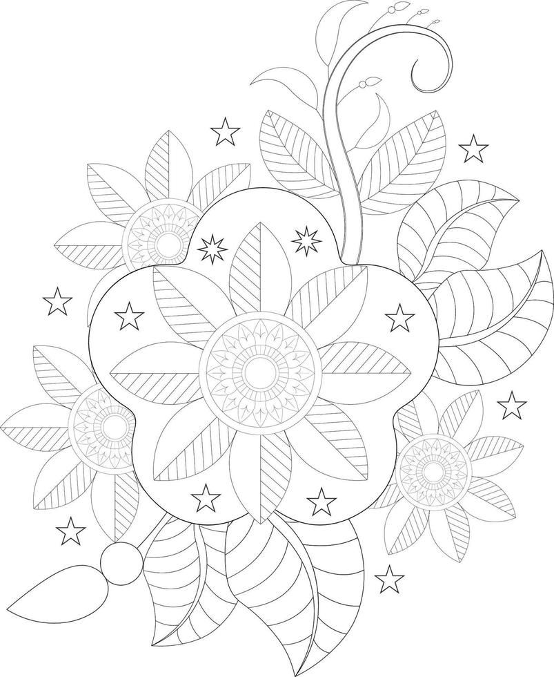 Erwachsene Färbung Seite mit Blumen- Stil. Gliederung Blume Muster im mehndi Stil. Gekritzel Ornament im schwarz und Weiß. kostenlos Vektor
