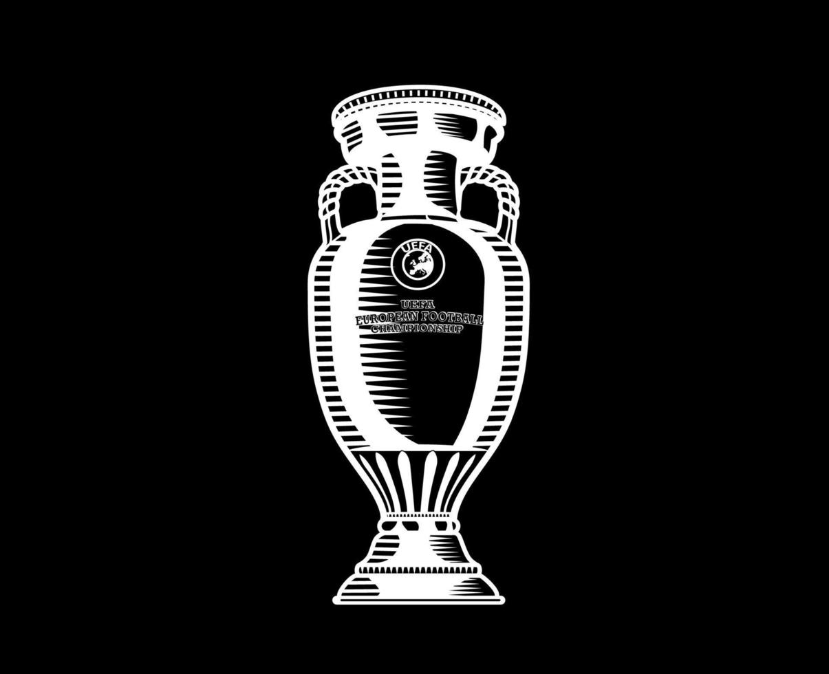 Euro Trophäe uefa offiziell Logo Symbol Weiß europäisch Fußball Finale Design Vektor Illustration mit schwarz Hintergrund