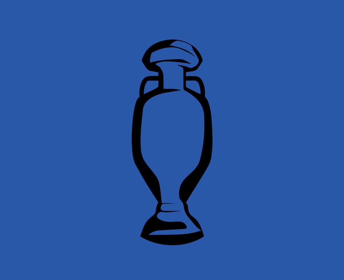 euro 2024 Tyskland trofén officiell logotyp svart symbol europeisk fotboll slutlig design vektor illustration med blå bakgrund