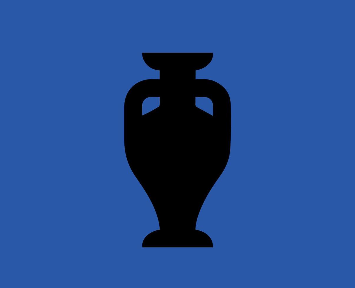 Euro 2024 Deutschland Trophäe Logo schwarz Symbol europäisch Fußball Finale Design Vektor Illustration mit Blau Hintergrund