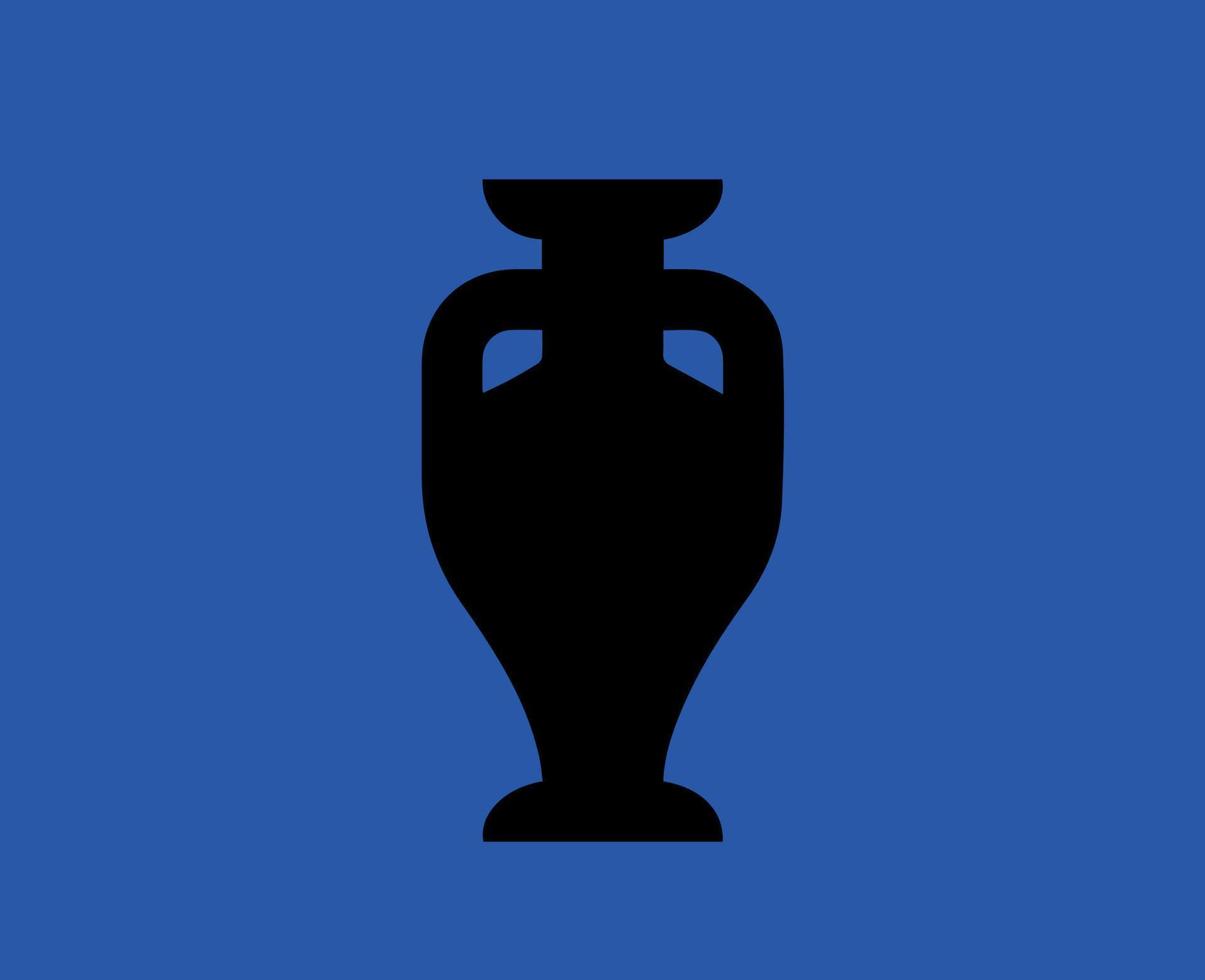 euro 2024 Tyskland trofén logotyp svart symbol europeisk fotboll slutlig design vektor illustration med blå bakgrund