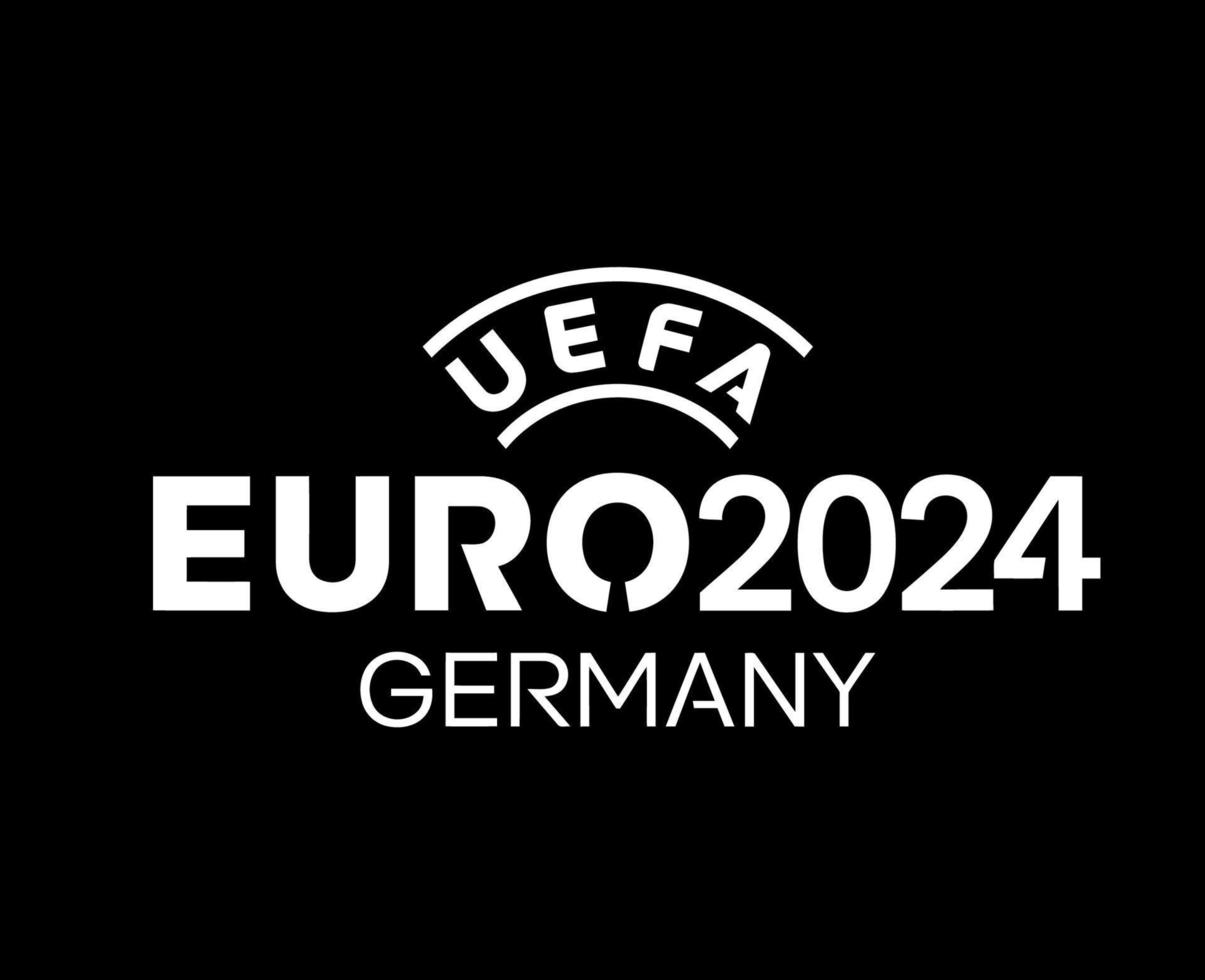 euro 2024 Tyskland symbol logotyp officiell namn vit europeisk fotboll slutlig design illustration vektor med svart bakgrund