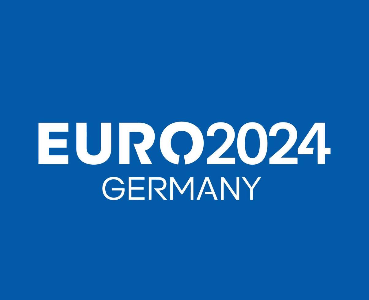 Euro 2024 Deutschland Logo offiziell Name Weiß Symbol europäisch Fußball Finale Design Illustration Vektor mit Blau Hintergrund