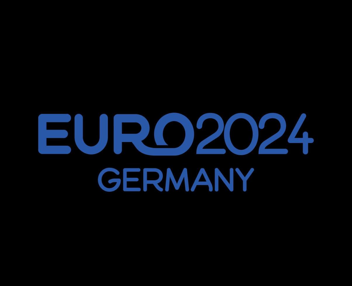 euro 2024 Tyskland officiell logotyp namn blå symbol europeisk fotboll slutlig design illustration vektor med svart bakgrund
