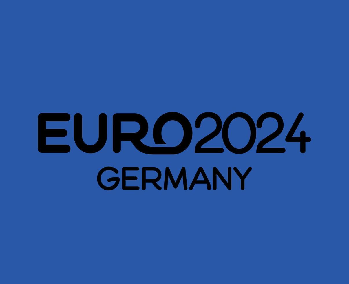 Euro 2024 Deutschland offiziell Logo Name schwarz Symbol europäisch Fußball Finale Design Illustration Vektor mit Blau Hintergrund