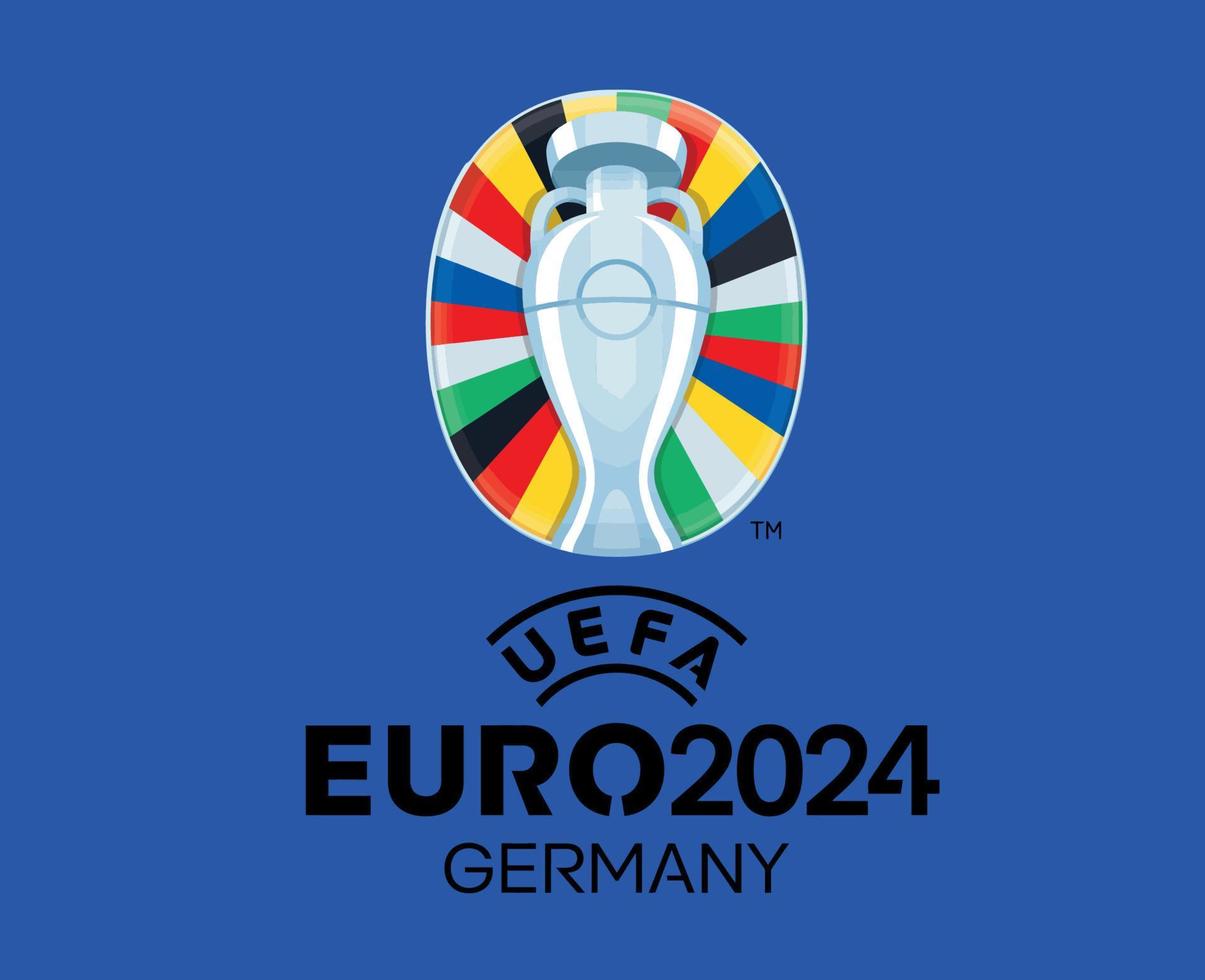 Euro 2024 Deutschland Symbol Logo offiziell mit Name schwarz europäisch Fußball Finale Design Vektor Illustration mit Blau Hintergrund