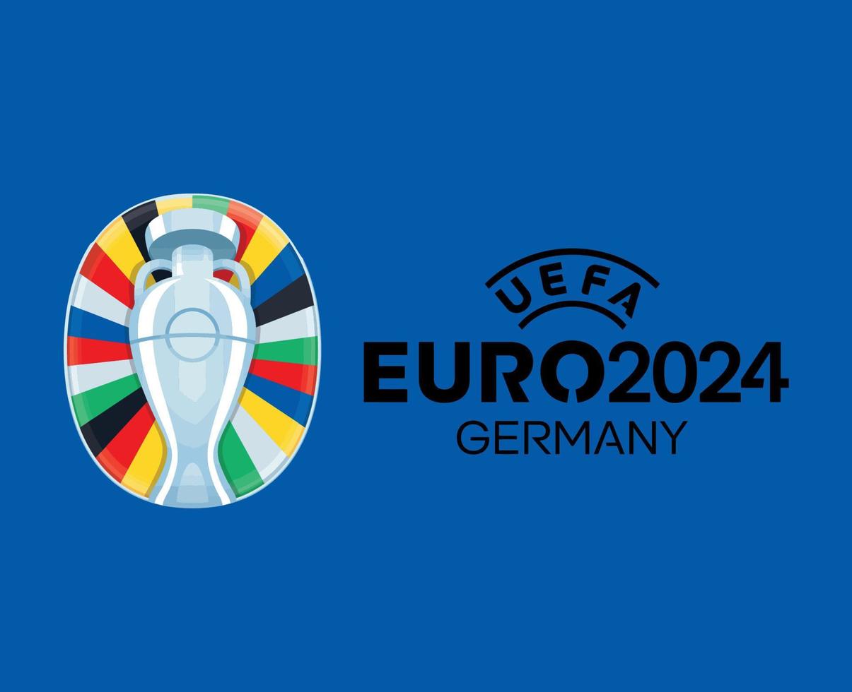euro 2024 Tyskland officiell logotyp med namn symbol europeisk fotboll slutlig design vektor illustration med blå bakgrund
