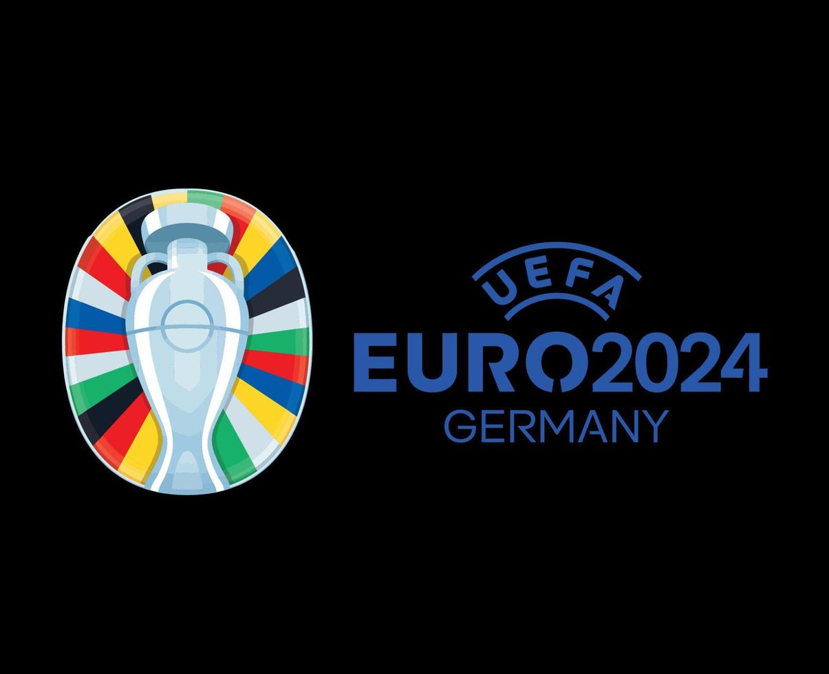 euro 2024 Tyskland officiell logotyp med namn blå symbol europeisk fotboll slutlig design vektor illustration med tillbaka bakgrund