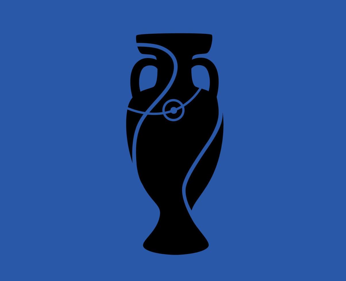 euro trofén svart europeisk fotboll slutlig design illustration vektor med blå bakgrund