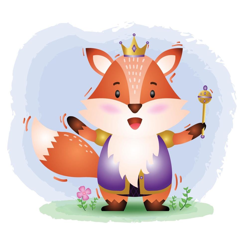 söt king fox vektorillustration vektor