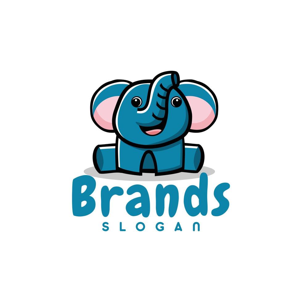 elefant barn leende logotyp ikon vektor illustration