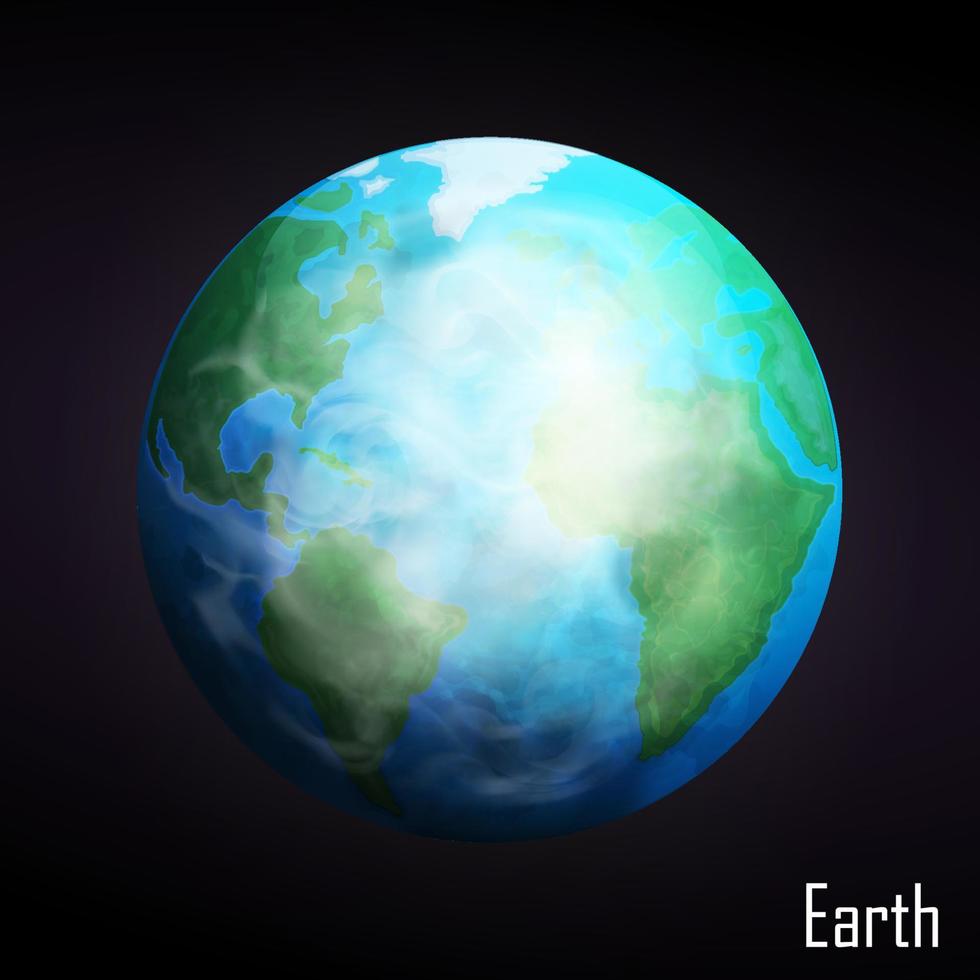 realistisch Erde Planet isoliert auf dunkel Hintergrund. Vektor Illustration.