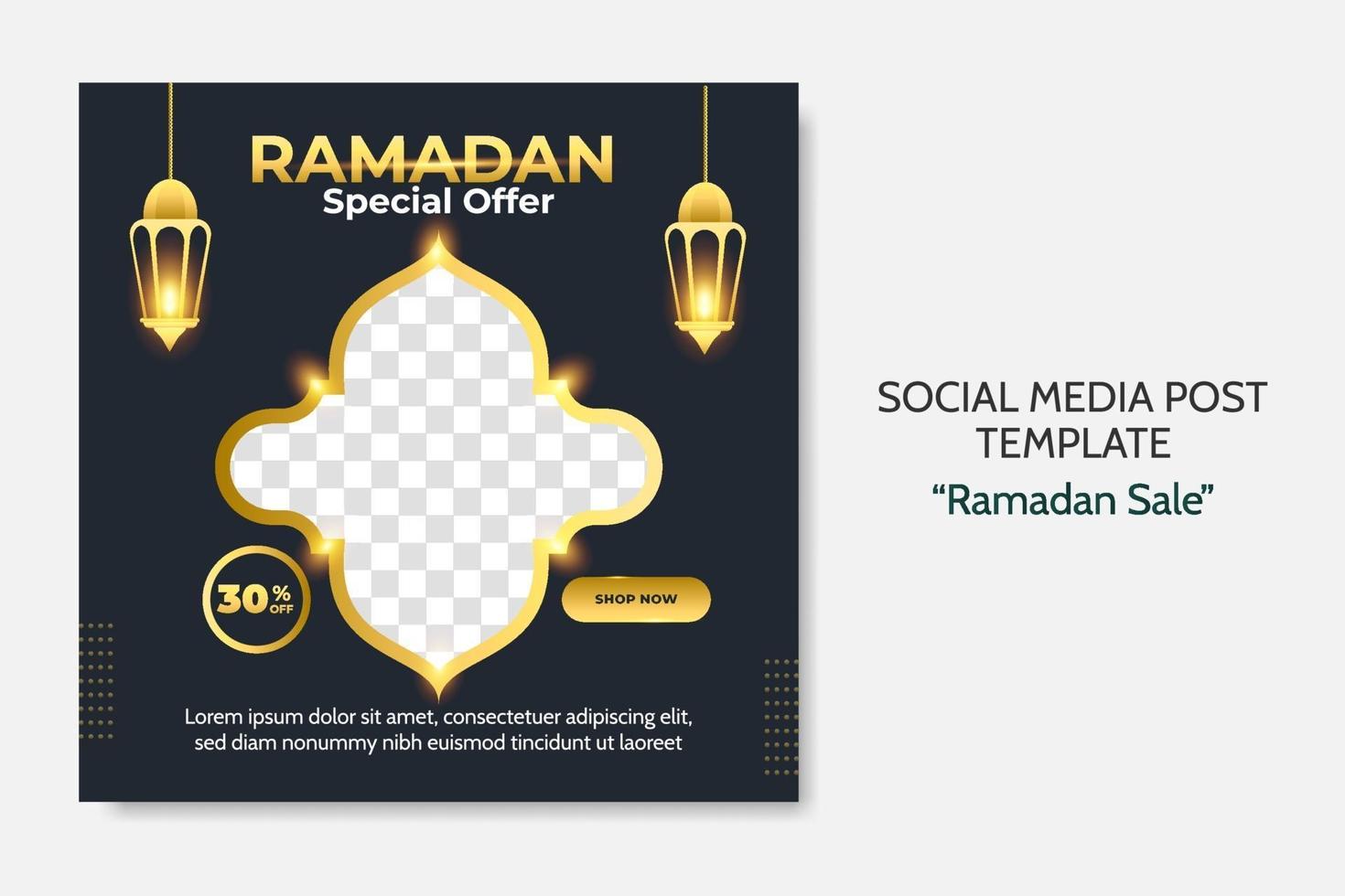 Ramadan Verkauf Social Media Post Vorlage. Web-Bannerwerbung für Grußkarte, Gutschein, islamisches Ereignis. vektor