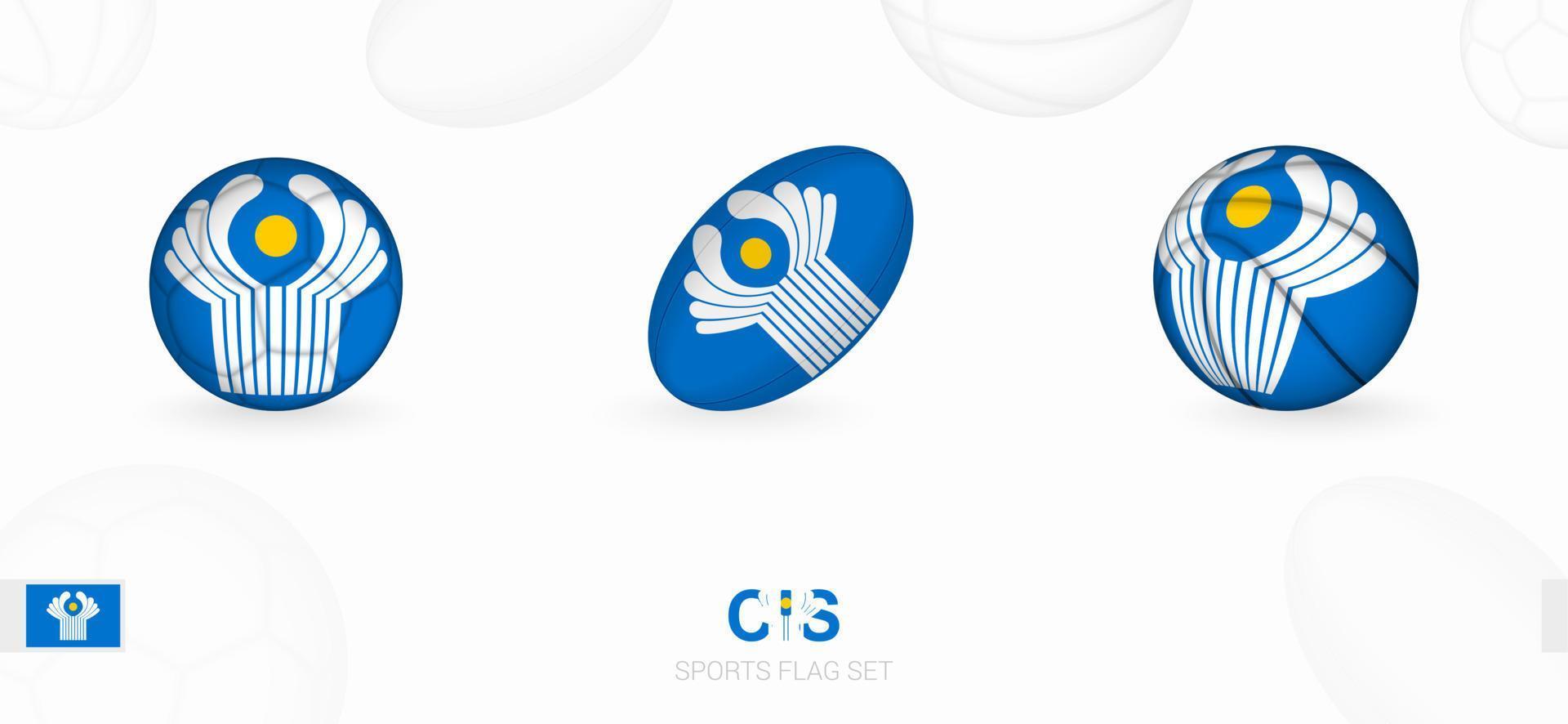 Sport Symbole zum Fußball, Rugby und Basketball mit das Flagge von cis. vektor