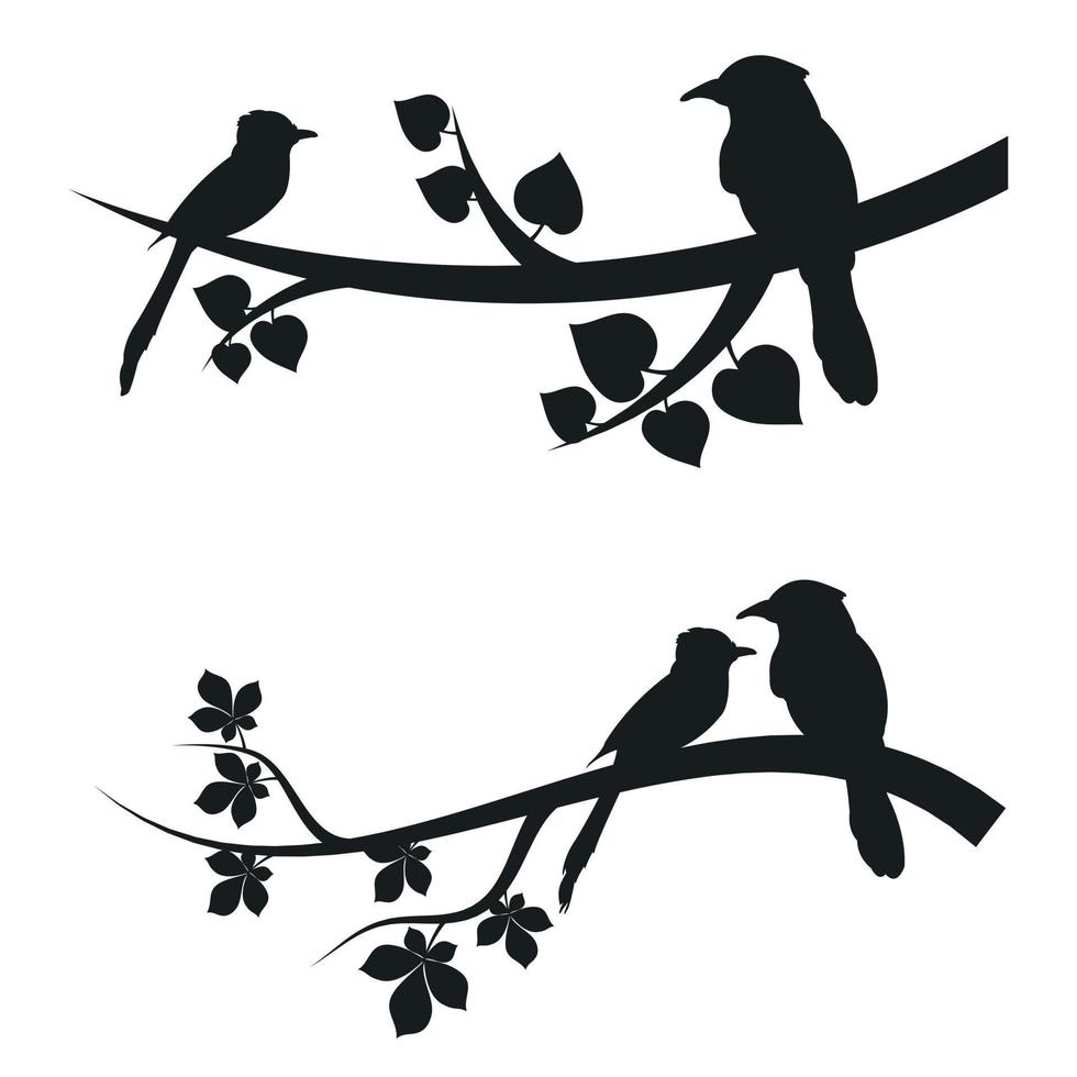 Vögel Symbol Vektor Satz. Vögel auf ein Ast Illustration Zeichen Sammlung. fliegen Symbol. Tiere Logo.