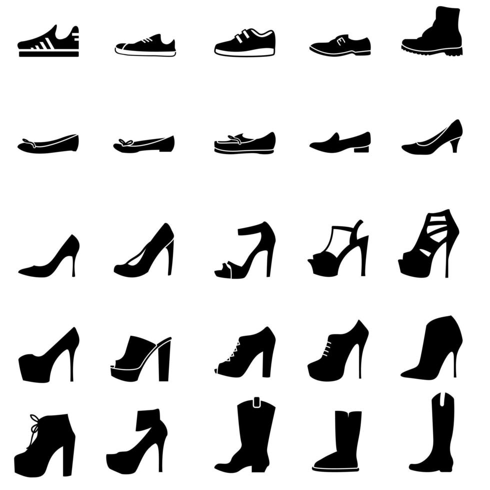 Damen und Herren Schuhe Vektor Symbol Satz. Mode Illustration Zeichen Sammlung. Stil Symbol.