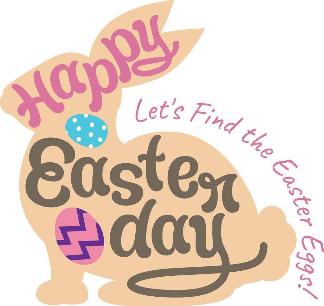 glücklich Ostern Tag Lasst uns finden das Ostern Eier, glücklich Ostern Beschriftung mit Ostern Hase und Bürste Beschriftung. Design zum ein Urlaub Gruß Karte und ein Einladung zu Ostern Tag. vektor