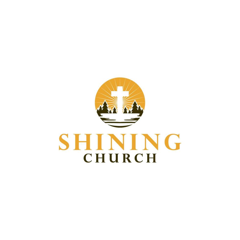lysande kyrka logotyp design vektor
