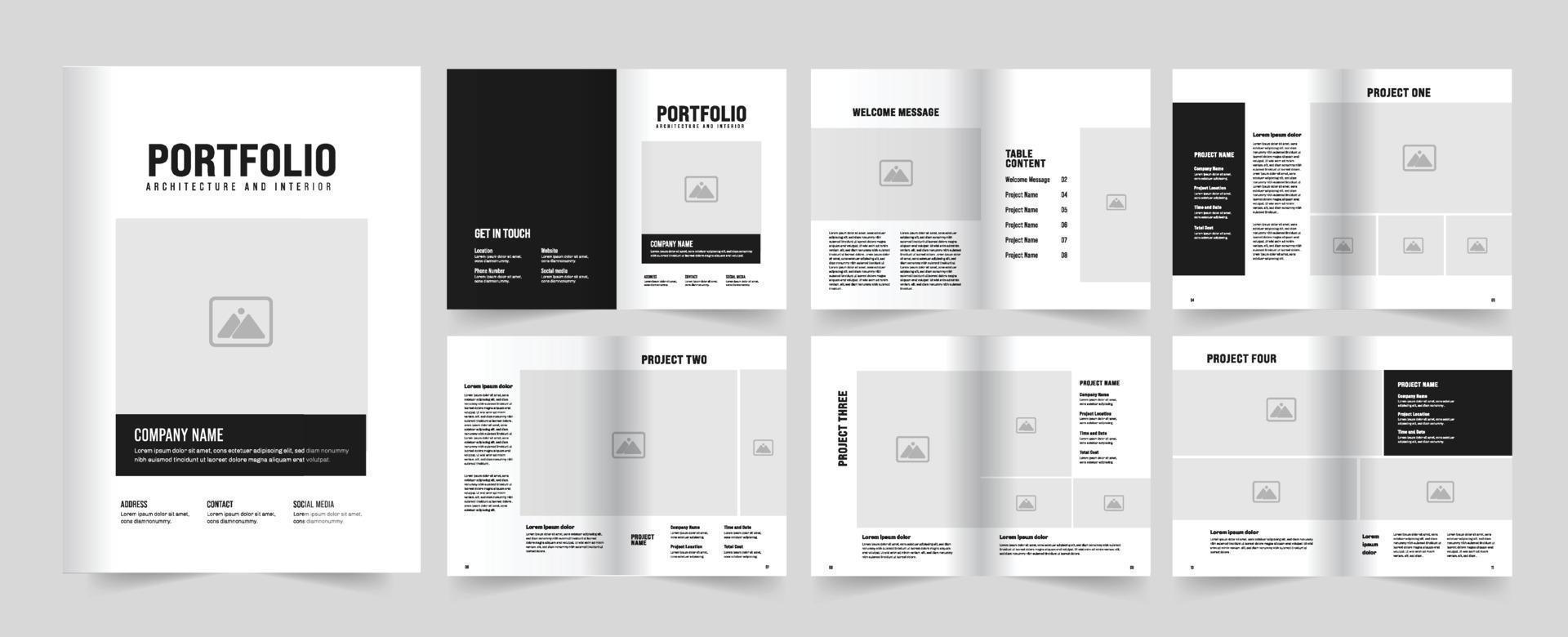 Portfolio Layout Design. verwenden zum die Architektur Portfolio, Innere Portfolio, Geschäft Portfolio, Fotografie Portfolio, Grafik Design Portfolio. vektor