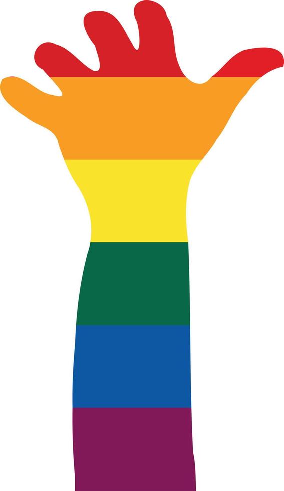 Silhouette von ein Mensch Hand farbig im lgbt Farben vektor