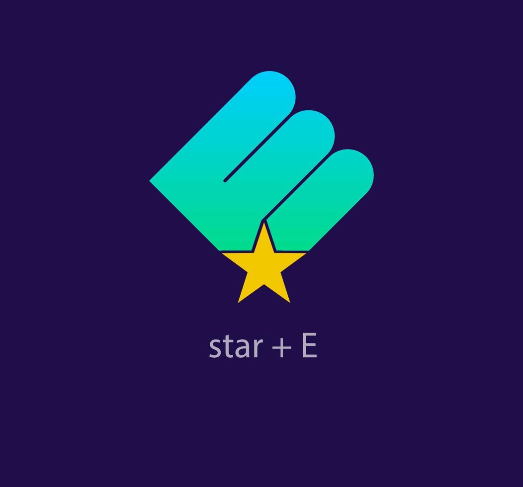 Star und steigend Brief e Logo. einzigartig Farbe Übergänge. einzigartig korporativ Star und Brief Logo Vorlage. Vektor