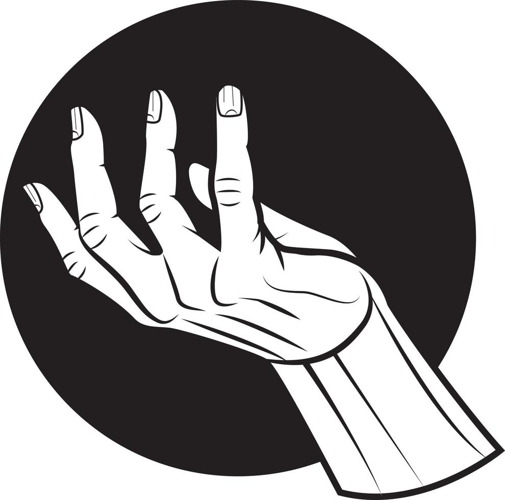 Vektor Bild von ein Hand, schwarz und Weiß