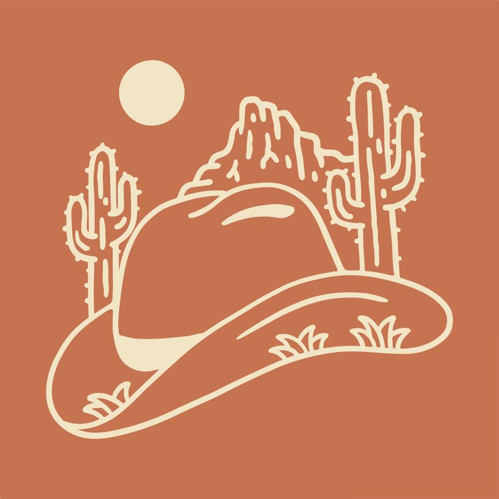 Wüste und Kaktus Design mit Cowboy Hut Kombination vektor