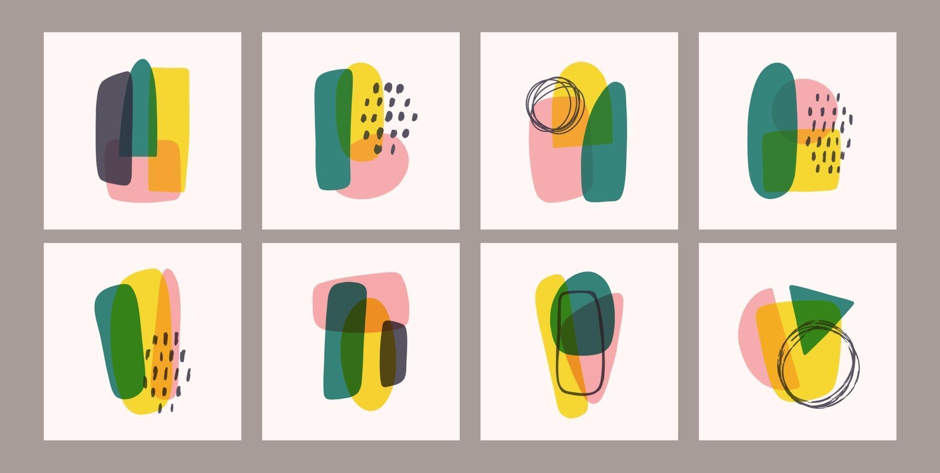 samtida mallar med organiska abstrakta former och linje i retrofärger. pastell boho bakgrund i minimalistisk mitten av århundradet stil vektorillustration vektor