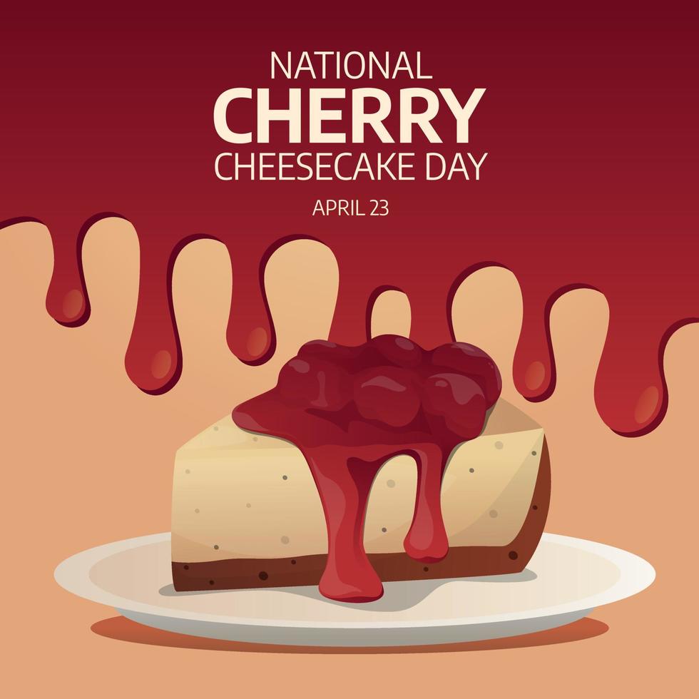 nationell körsbär cheesecake dag. cheesecake vektor illustration. cheesecake och körsbär vektor design.