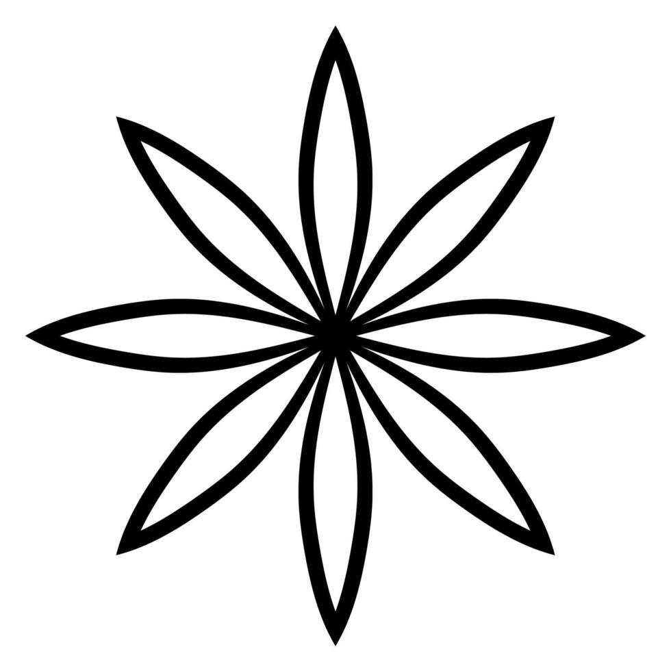 svart kontur blomma mandala. doodle runt dekorativt element för målarbok isolerad på vit bakgrund. blommig geometrisk cirkel. vektor