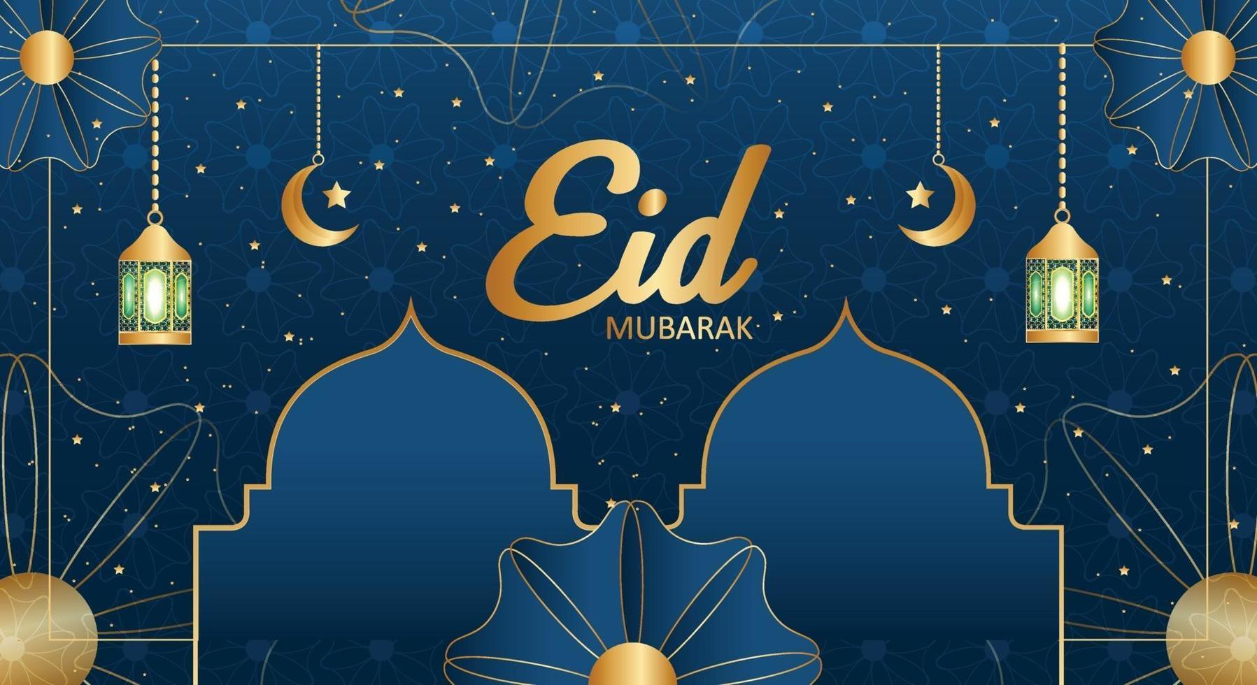 eid mubarak kort eller banner design. islamisk redigerbar bakgrundsmall vektor