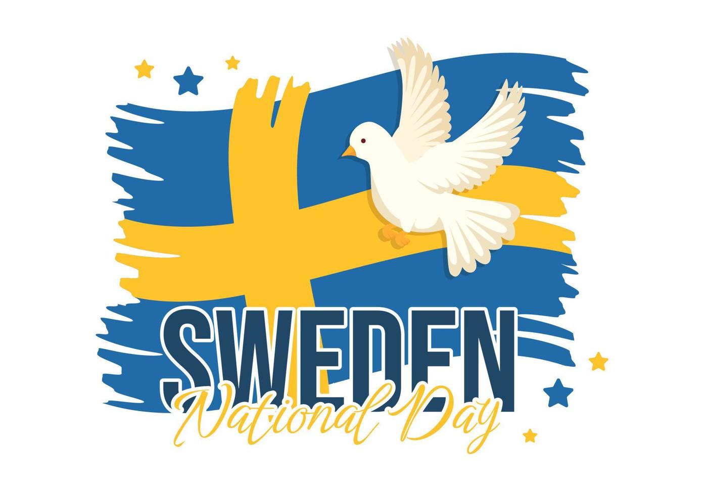 Sverige nationell dag vektor illustration på 6 juni firande med svenska flagga i platt tecknad serie hand dragen för webb baner eller landning sida mallar