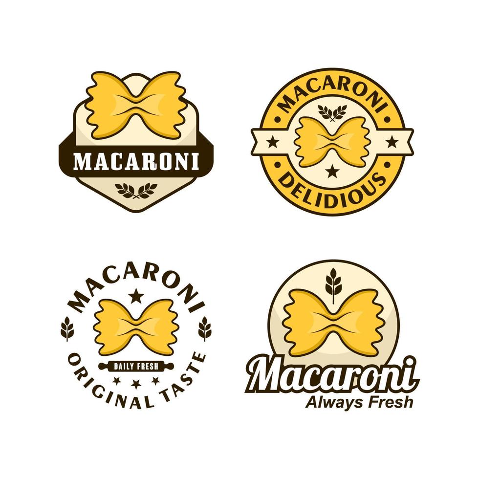 Makkaroni Abzeichen Design Logo Sammlung vektor