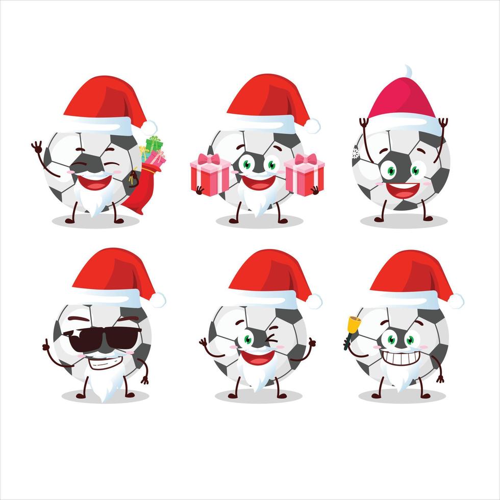 Santa claus Emoticons mit Fußball Ball Karikatur Charakter vektor