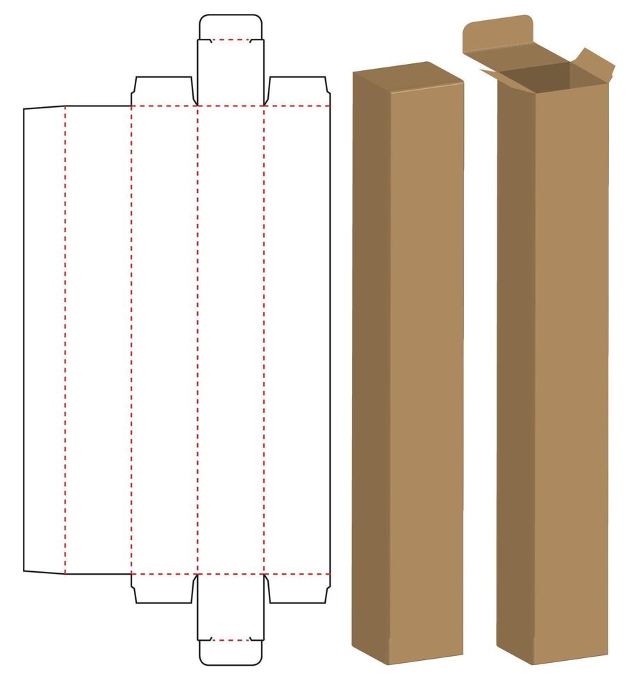 Box Verpackung gestanzte Vorlage Design. 3D-Modell vektor