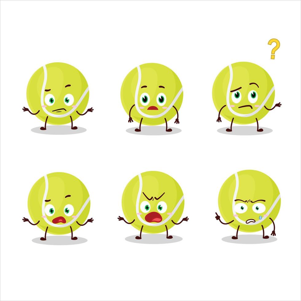 tecknad serie karaktär av tennis boll med Vad uttryck vektor