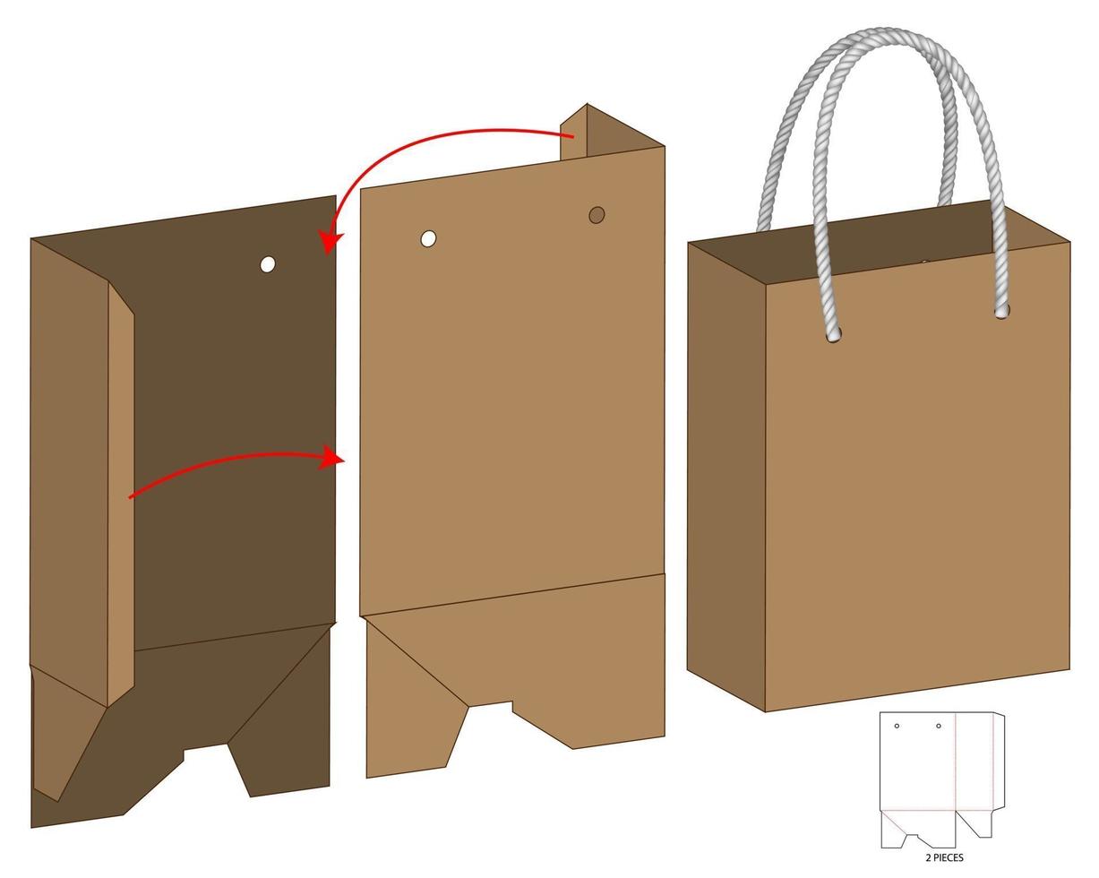 låda förpackning stansad mall design. 3d mock-up vektor