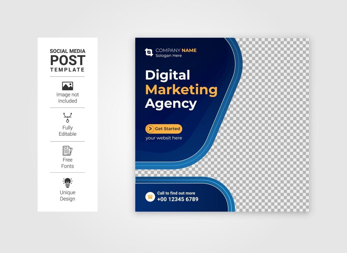 digitala affärer marknadsföring sociala medier post eller fyrkantig webb banner vektor