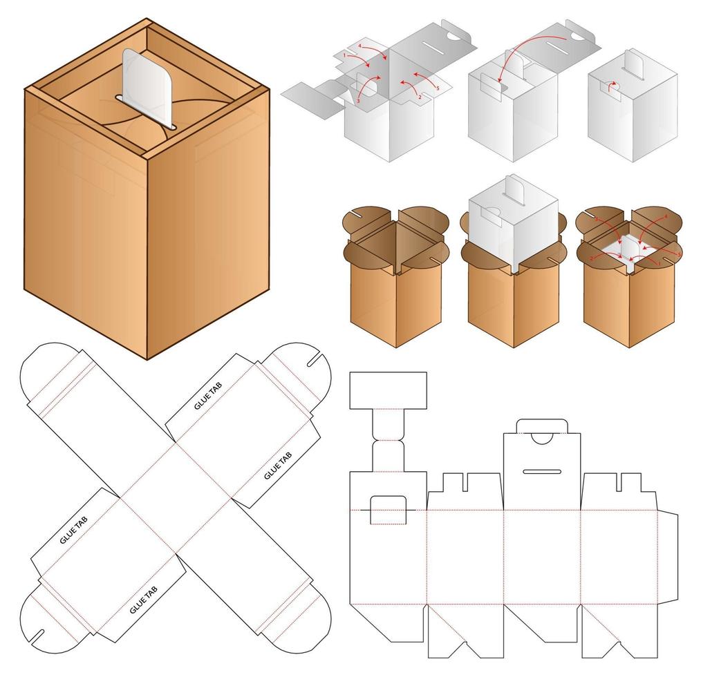 webbbox förpackning stansad mall design. 3d mock-up vektor