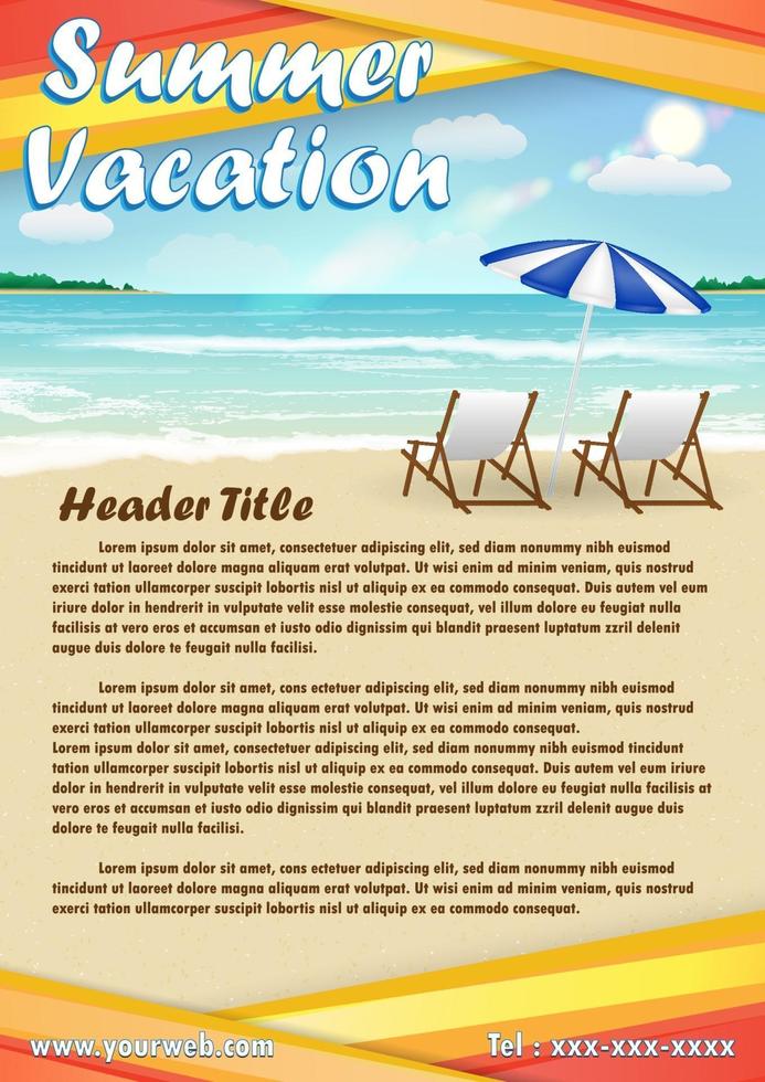 Sommerferien mit Sandstrand Poster Banner vektor