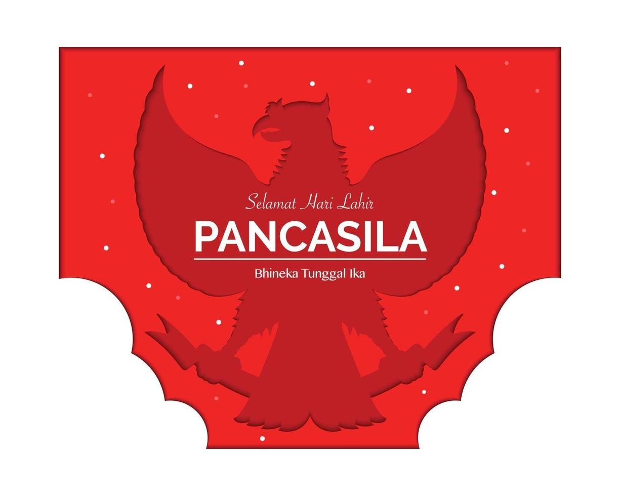Happy Pancasila Day Papercut-Stil vektor