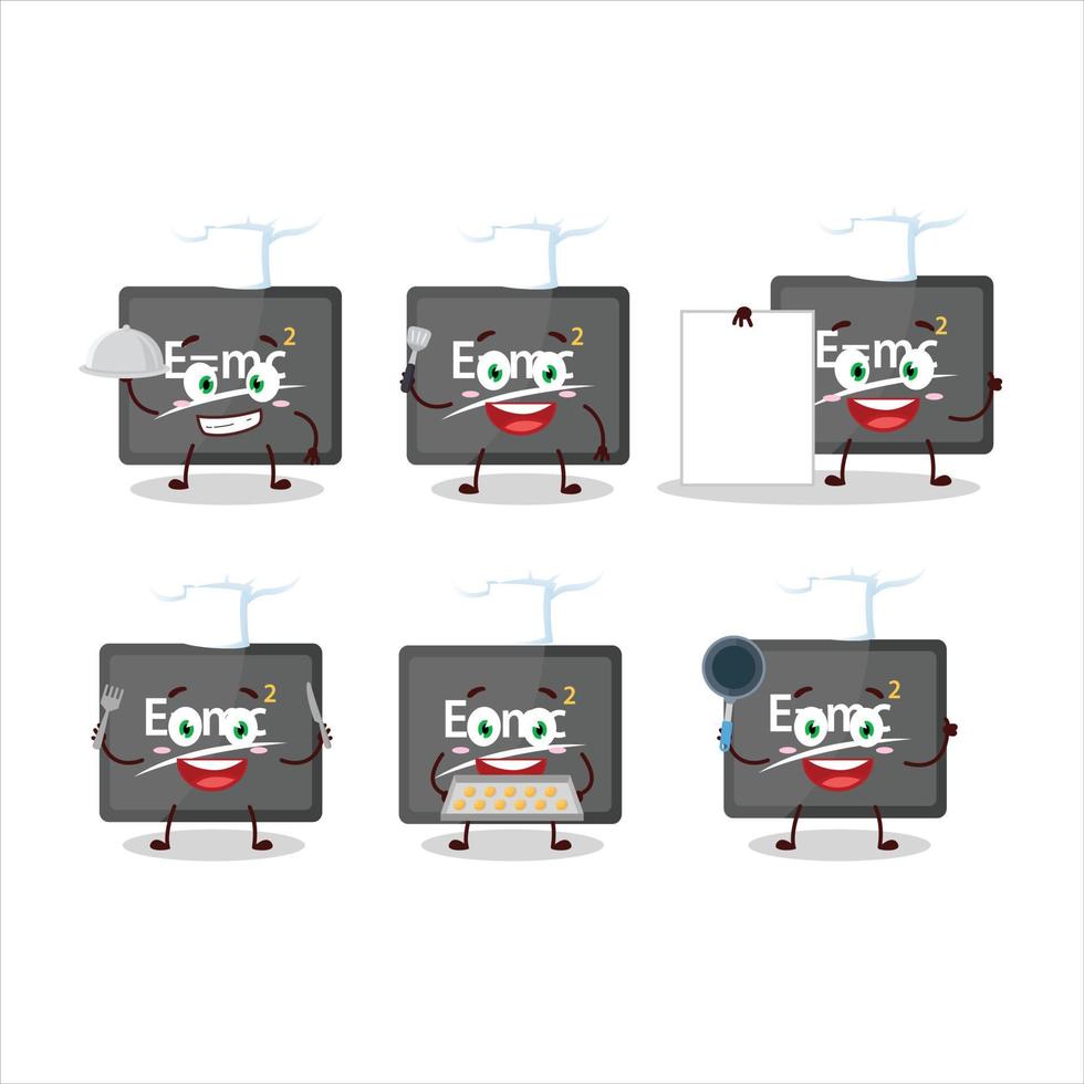 Karikatur Charakter von Physik Tafel mit verschiedene Koch Emoticons vektor