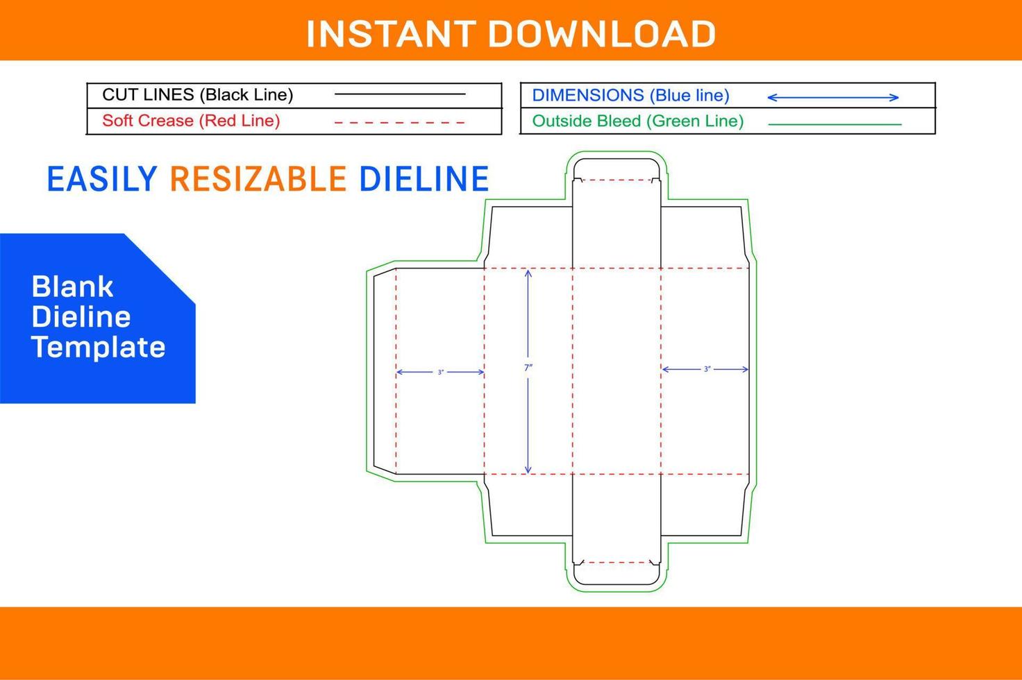 Verpackung Gerade stecken Ende Box Design sterben Schnitt Vorlage und 3d Box Designblank Dieline Vorlage vektor