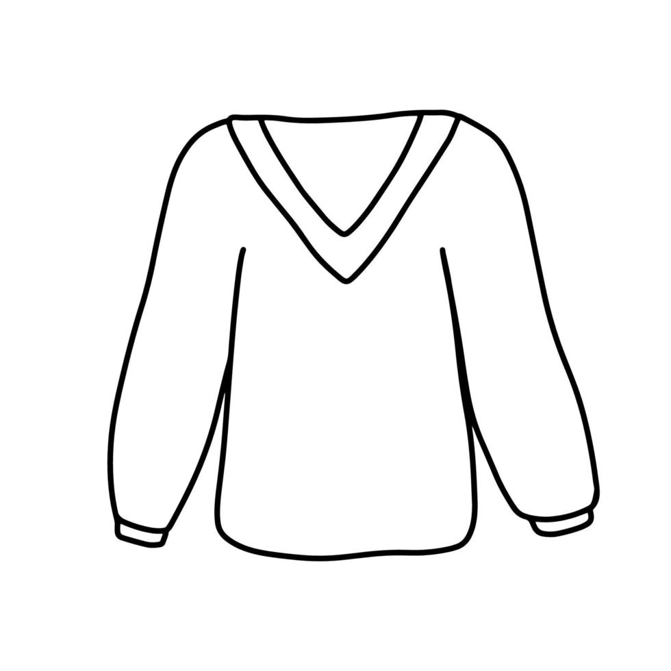 Vektor Hand gezeichnet süß Winter Sweatshirt Gekritzel Symbol. skizzieren Gliederung Illustration isoliert auf Weiß.